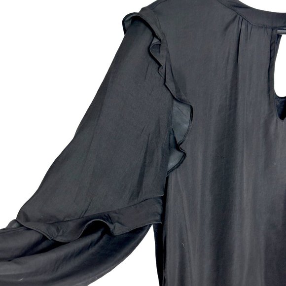 Dolan Black Ruffled Trim Keyhole Blouse S - Picture 6 of 13